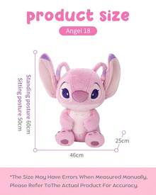 Miniso Disney Lilo & Stitch Collection 18 Inch Basic Sitting Plush Toy, Soft Pink Angel Stuffed Doll Large Fluffy Decor Pillow Gift For Girls & Disney Fans - Pink - View 7