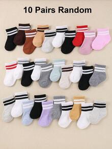 10 Pairs Random Style Baby Socks, Sports Striped Football Pattern, World Cup Theme, Baby Supplies, Baby Accessories, Boys Socks - Multicolor - View 10