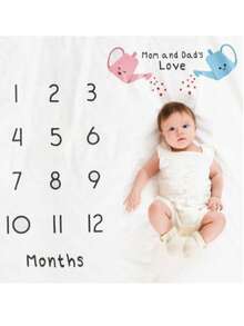 1pc Baby Photography Blanket With Month Numbers, Creative Newborn Photo Prop Background, Milestone Blanket With Creative Felt Frame - Shape - View 11