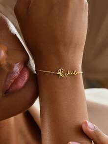 Personalized Name Bracelet, Minimalist Women's Bracelet, Unique Name Bracelet, Stainless Steel Jewelry, Summer Jewelry, Vacation Gift, Silver, Gold Color Name Bracelet, Mother's Day Gift, Girlfriend Gift, Graduation Gift - Multicolor - View 9
