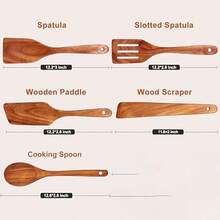 COOKDEVIL 5-Piece High-Quality Natural Wooden Kitchen Utensil Set - Durable Cooking Tools Suitable For Home Dining, Restaurants And Professional Kitchens. Non-Stick Wooden Kitchen Tools - Wooden Spoon Series, Heat-Resistant And Easy To Clean, Kitchen Essential - Wood Color - View 7