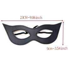 1pc Half Face Cat Eye Mask, Women's Black PU Leather Cat Mask, Suitable For Halloween Party Cosplay - Black - View 2