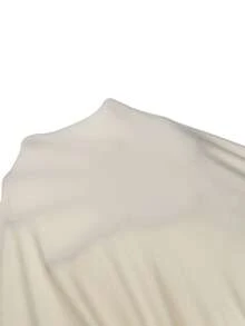 DOUCIU Cream Ruched Plunge Neck Bodycon Dress, Sexy Party Outfit - Apricot - View 6