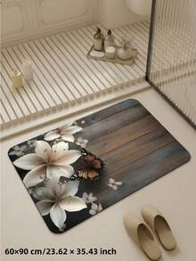 1 pieza Alfombra de piso con diseño 3D de flores y mariposas - Alfombra de baño, Alfombra de baño, Alfombra de puerta, Alfombra pequeña, Alfombra, Alfombra, Decoración del hogar, Alfombra de área, Alfombra de exterior, Decoración del hogar, Alfombra de área, Alfombra de dormitorio, Alfombra lavable - Multicolor - Ver 11