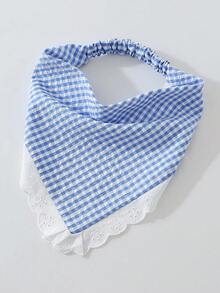 1件原創花卉刺繡捲邊女款髮箍頭巾，適合日常與度假使用，夏季髮飾沙灘圍巾度假方巾 - 藍色 - 查看 3