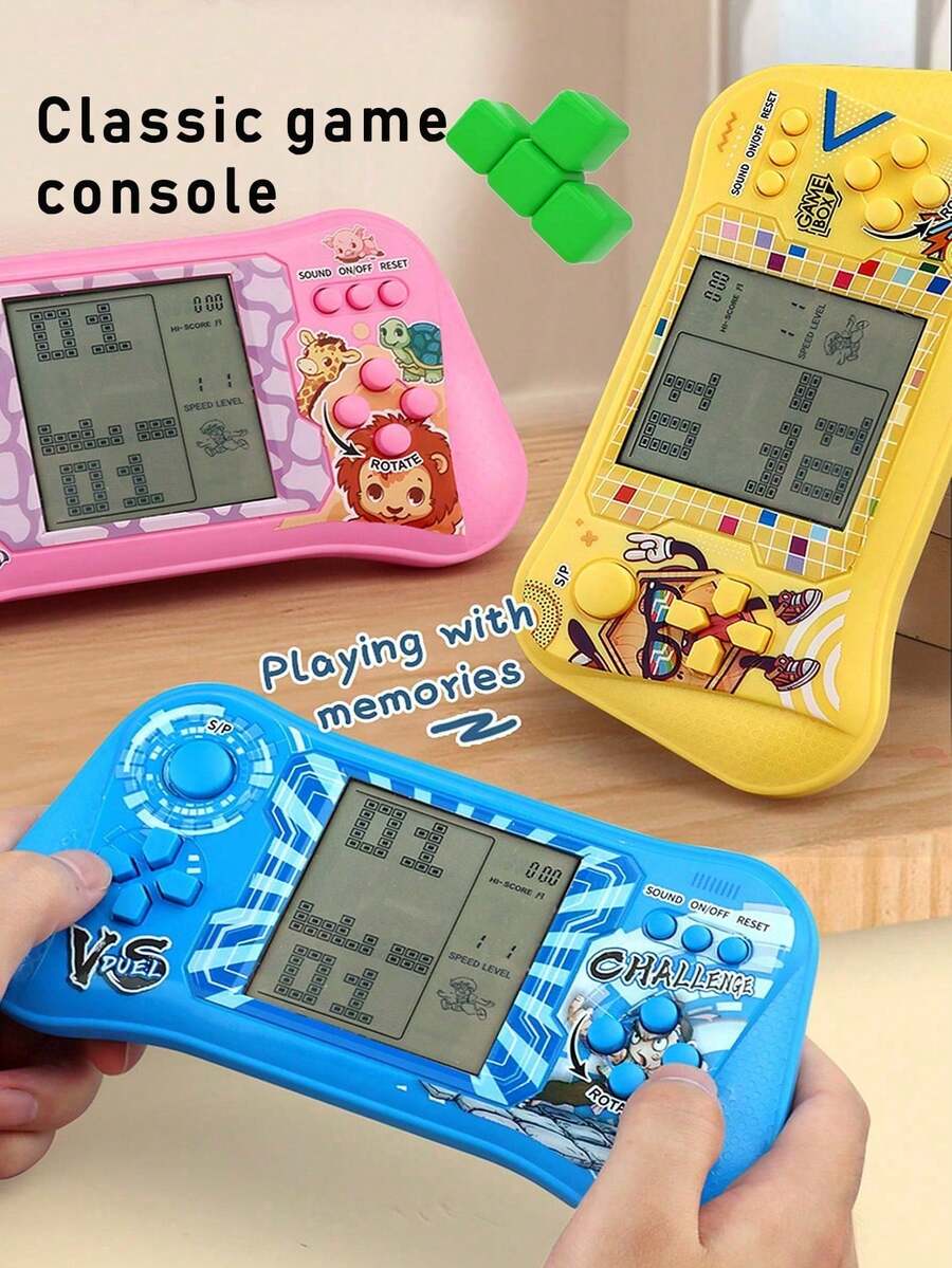 1pc Kids Electronic Building Block Elimination Game Console, Educational Early Learning Thinking Puzzle Toy, Portable Push-And-Play Toy Gift For Boys, Girls And Students - 彩色 - 查看 1