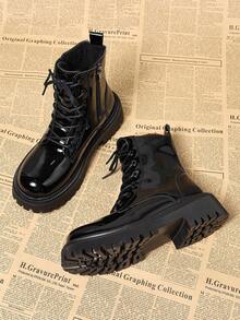 Winter Women's Comfortable Fashion Versatile Ankle Boots, Thick Lined Solid Color Ankle Boots, Snow Boots. - Black - View 4
