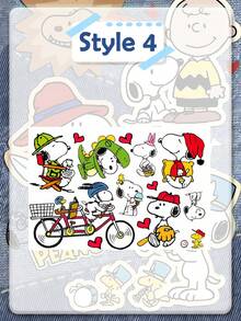 Snoopy 官方 Peanuts 卡通可移除自黏防水乙烯基貼紙，可愛綠色恐龍 Snoopy 圖案配紅色愛心裝飾，適合客廳與臥室的極簡居家裝飾 - 多款 - 查看 8