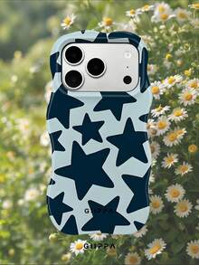 GIIPPA 1 pieza Funda de teléfono con base verde y diseño de patrón de estrellas azul oscuro, funda de teléfono ondulada para teléfono 17 Pro Max, compatible con teléfono 16 Pro Max, 15 Pro Max, 14 Pro Max, funda de teléfono de moda premium estilo coreano, compatible con 11/12/13/14/15/16 Pro Max Plus, diseño elegante adecuado para hombres y mujeres, ¡regalo perfecto para novia en Navidad, Día de San Valentín, Pascua, temporada de bodas y cumpleaños! - Multicolor - Ver 9