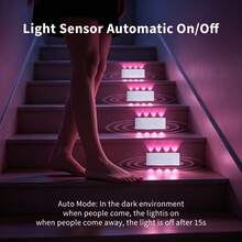 USB Rechargeable Smart Motion Sensor Wall Light Indoor, RGB Color Changing LED Night Light, Magnetic Mount Wireless Wall Lamp For Bedroom Bathroom Hallway Wardrobe Cabinet Stairs Home Decor - RGB Wall Light - View 5