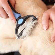 2-In-1 Pet Grooming & Deshedding Brush Set - Stainless Steel Dematting Comb & Deshedding Tool - Professional Pet Grooming Tool, Suitable For Long And Short Hair Pets - Effectively Removes Undercoat - Ergonomic Non-Slip Handle - Multicolor - View 2