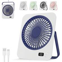Portable Desktop Mini Fan, 5-Speed Adjustable, USB Rechargeable Table Fan, Digital Display Mini Hanging/Standing Fan, Outdoor Handheld Fan, Portable Durable Fan For Office, Dorm, Outdoor Travel - Desk Fan - View 2