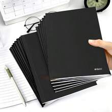 A5 Lined Thickened Black Softcover Notebook, Student Homework Book, Meeting Notebook Stationery, 36/48/62/84 Pages/Book, Minimalist Blank Grid And Lined Inner Pages, Suitable For Diary, Study, Back To School Supplies - Simple - View 8