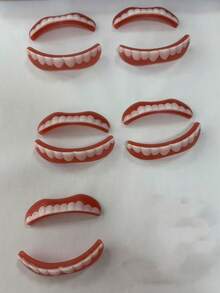 2pcs/Set Nuevas Dentaduras Postizas Superiores e Inferiores Sin Agujeros Mejoradas, Dientes Falsos Realistas, Decoración de Dientes para una Sonrisa Perfecta - Pegatinas dentales en caja - Ver 6