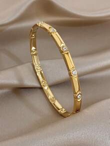 18K Golden Plated Irregular Geometry Bangle Bracelet Sets For Women Stainless Steel Bracelet For Party Festival Birthday Holiday Season Jewelry Gifts - Multicolor - View 6