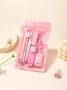 Set de papelería floral minimalista multifuncional de 7 piezas - Accesorios para el cabello para volver a la escuela - Multicolor - Ver 6