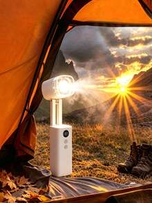Premium Handheld Fan Light, 5-Speed Wind, 3000mAh Large Capacity Battery, 3 Lighting Modes, Multi-Function Desktop Cooling Fan, Shatter-Resistant PC Body, Suitable For Travel, Camping, Home - Various - View 5