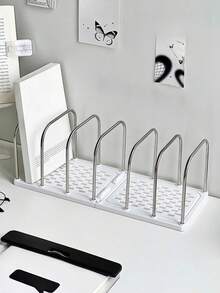1 Pack Vertical Desktop Bookend Organizer, Modern Minimalist Desk Storage Rack, Multi-Functional Holder For Books, Mails, Documents, Stationery And Cosmetics, Practical Desktop Storage Accessory For Students - Multicolor - View 3