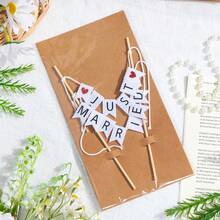 Rustic Just Married Wedding Cake Topper – Vintage Paper Banner, Pre-Assembled Decoration For Wedding Cakes, Cookie Towers & Dessert Displays - Just Married - View 4