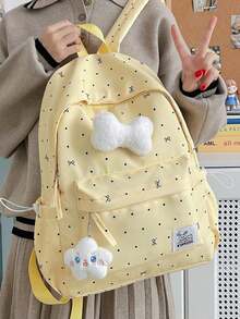 1/5pcs Girls Polka Dot Bow Backpack, Cute Fresh Highly Attractive, Versatile Student Bag, Suitable For Daily Use, School And Casual Outings, Lightweight Fashionable Shoulder Bag - Multiple Styles - View 4