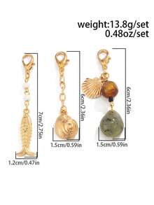 3pcs/Set Ocean Style Shell Fish Tail Multi- Hanging Decor, Beaded Shell Conch Pendant Bikini Chain Body Chain - Multicolor - View 6