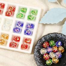 2pcs 10mm Cute Polka Dot Colorful Glass Beads, Floral Pattern Beads, Handmade Beaded Jewelry DIY Accessories, Decorative Loose Beads - Colored Beads - View 4
