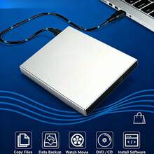 External CD DVD Drive, USB 3.0 Slim Portable Aluminum Optical Drive, Compatible With Laptop Desktop PC , Read Write CD DVD Data Backup Movie Play Software Installation Plug And Play, Ultra Thin Lightweight External Optical Disc Drive - View 10