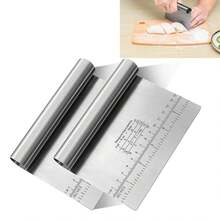 Raspador/Cortador/Picador de masa profesional de acero inoxidable pulido espejo con regla graduada, cortador multifunción para pasteles, pizza, repostería, pan y cuchillo medidor - Multicolor - Ver 8