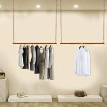 Golden Steel Ceiling Mounted Clothing Racks, 2 Pack Adjustable Chain Hanging Garment Organizer, 70.86in Height Hanger With Smooth Edges, 11.02lbs Load Capacity Open Style Display Rack For Retail Store Home Cloakroom Mall - Gold - View 9