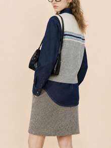 Alicedudu Women's Autumn Vintage Animal Print Cardigan Sweater Vest Fall - Light Grey - View 2