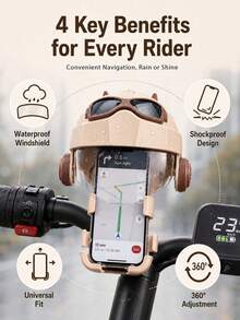360° Rotatable Bicycle Phone Holder With Waterproof Helmet Sun Visor, Universal Anti-Glare Bicycle And Electric Bike Handlebar Mount, Shockproof Waterproof GPS Navigation Holder, Suitable For Motorcycle Riding - A - View 4