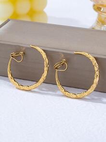 1 Pair Fashion Basic Minimalist Metal Round Ear Clips (No Ear Piercing Required) - Yellow Gold - View 6
