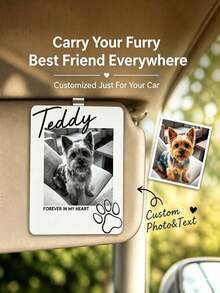 1pc Customized Pet Photo Frame, Customized Car Sun Visor Clip, Customized Photo And Text, Personalized Dog Sympathy Gift, Pet Memorial Keepsake, Customized Dog Photo Car Sun Visor Clip, Pet Memorial Gift, Car Dog Memorial Gift, Pet Birthday Gift - Pet Model - View 8