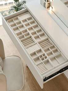 5/1 pieza Bandeja para joyas, Caja de almacenamiento de joyas apilable elegante, Soporte multifuncional para anillos - Beis - Ver 6