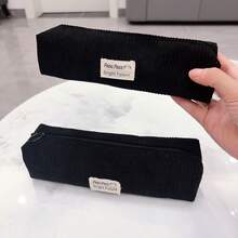 1pc Minimalist Solid Color Corduroy Pencil Case, Multiple Sizes Available, Multi-Purpose Stationery Pouch,For School Supplies,Back To School,Bag - Single Piece - View 19