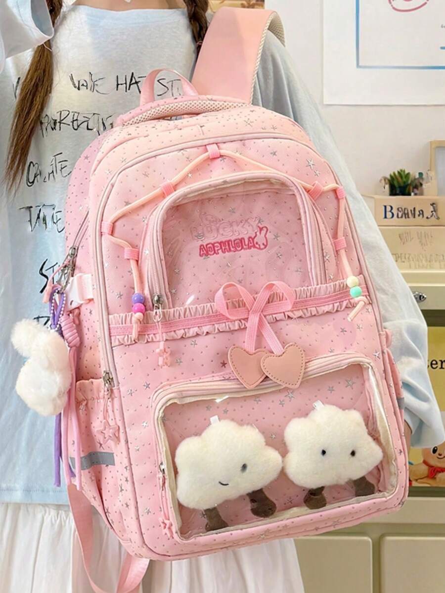 Nueva temporada escolar temporada de graduación elegante linda moda versátil mochila multifuncional de gran capacidad para pareja y viajes (sin accesorios) - Multicolor - Ver 1