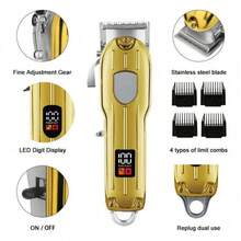 Aparador Profissional Sem Fio com Recarga USB, Lâmina de Aço Inox para Cabelo, Barba e Pets - Multicolorido - Visão 8