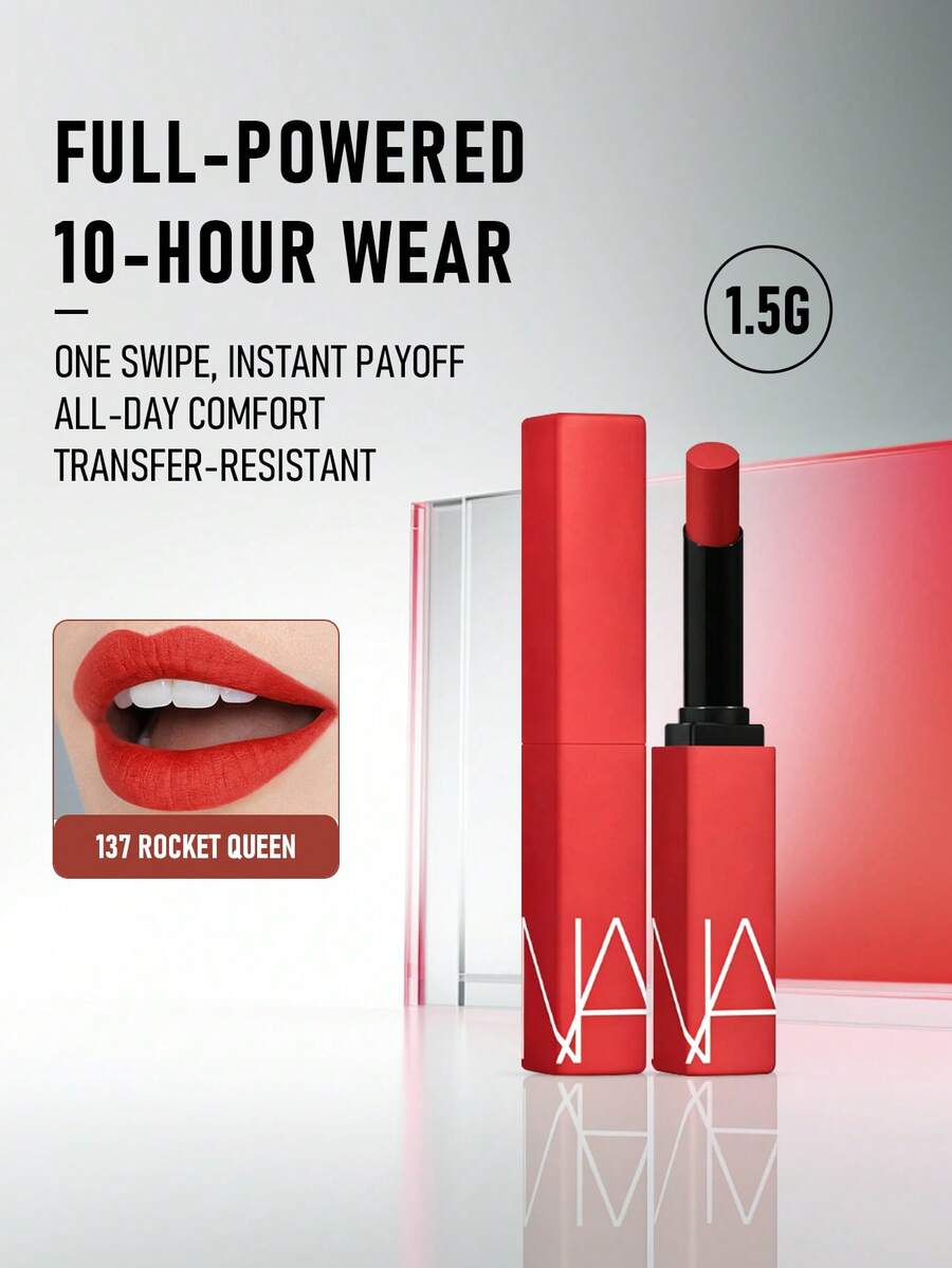 NARS Powermatte Lipstick #137 Rocket Queen 1.5g / 0.05 Oz | Bold Matte Lip Color, Highly Pigmented | Lightweight & Comfortable, Long-Lasting & Non-Drying | Velvety Matte Finish, Lasting Color | Smooth Application, Suitable For Everyday Or Special Occasions - 137 Rocket Queen - View 1