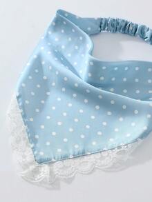 1件原創花卉刺繡捲邊波點印花女用髮帶，適合日常與度假使用，夏季髮飾沙灘圍巾度假頭巾 - 藍色 - 查看 3