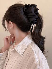 1pc Women's Ruffle Edge, Korean Soft Style High-Gloss Satin Hair Claw, Suitable For All Seasons - Multicolor - View 4