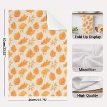 2 pièces Serviettes de cuisine Imprimé feuilles d'automne tombées en microfibre, Style aquarelle 40*60cm Chiffon rectangulaire, Nappe, Serviette de main, Décoration de cuisine, Cadeau de pendaison de crémaillère pour les voisins, Serviettes de cuisine et chiffon, Décoration de la maison - Roux - Voir 4