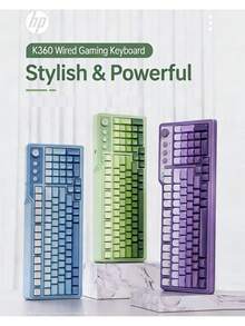 HP Teclado K360 con sensación mecánica, teclado de silicona con cable, teclas esféricas con impresión lateral degradada, 99 teclas, retroiluminación RGB, para juegos, escritorio, portátil y computadora - Ver 3