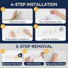 2Pcs Shower Enclosure Adhesive Replacement Stickers Metal Wire Basket Self-Adhesive Pads Brackets Bathroom Kitchen Organizer No-Drill Hooks Wall Mount Storage Solution Waterproof Sticky Pads - View 7