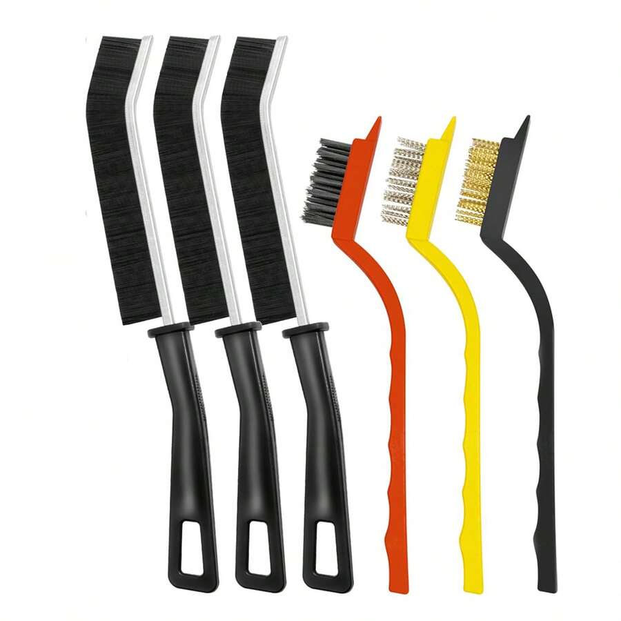 6PCS Crevice Cleaning Brush, Hard Bristle Scrub Brushes Tools For Deep Cleaning Gap, Multifunctional Grout Brush For Home, Bathroom, Kitchen, Window And Corners - Multicolor - View 1