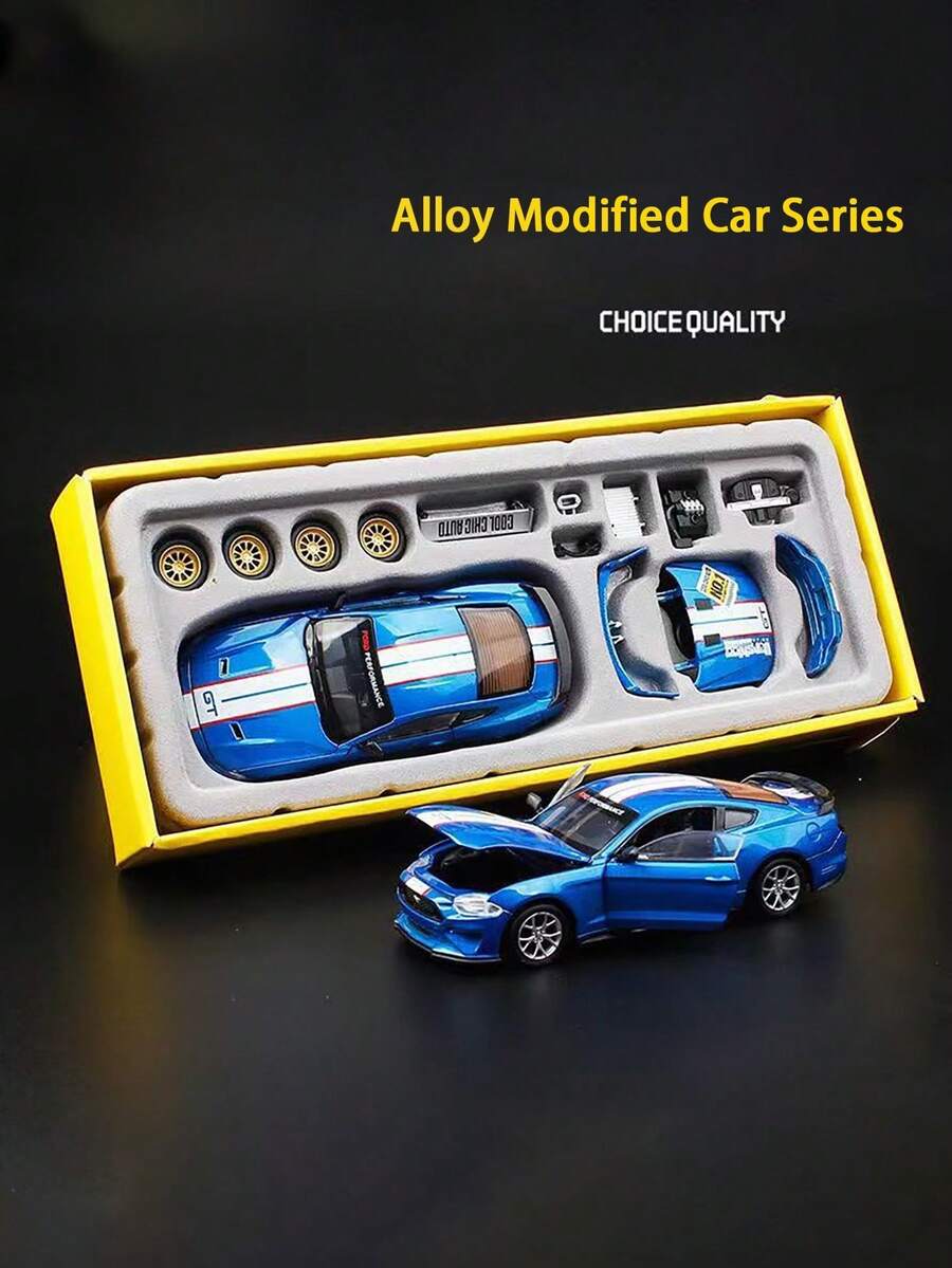 1:42 Ford Mustang GT 2018 車模,紅黃藍塗裝改裝版合金模型玩具,仿真賽車展示收藏禮品 - 彩色 - 查看 1