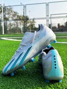 STARNOVO Herren Profi-Fußballschuhe - Schnür-Strick-Socken Leichtgewicht AG Hartboden Stollen Trainings- & Spielschuhe, Rasen-Fußballschuhe, Langstollen-Design TPU-Obermaterial und TPU-Sohle, geeignet für Ganzjahres-Training und Spiele - Grau - Übersicht 9