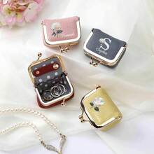 Personalized Name Birth Flower Travel Jewelry Storage Box, Mini Kiss Lock Jewelry Storage Bag, Customized Name Storage Bag, Birthday Mother's Day Bridesmaid Gift - Multi-color Genuine Leather Ring Bag - View 2