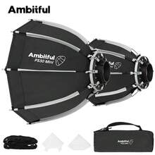 AMBITFUL PS22/30 Mini 柔光箱，22/30cm 快拆式便攜柔光箱，附 Bowens 接環、擴散罩與收納袋，適用攝影 LED 攝影燈工作室照明 - 查看 2