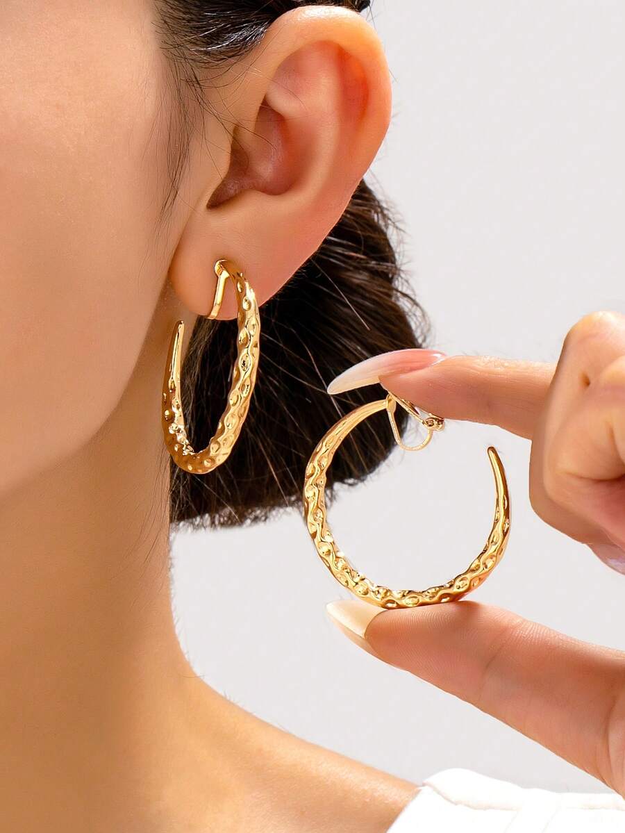 1 Pair Fashion Basic Minimalist Metal Round Ear Clips (No Ear Piercing Required)
