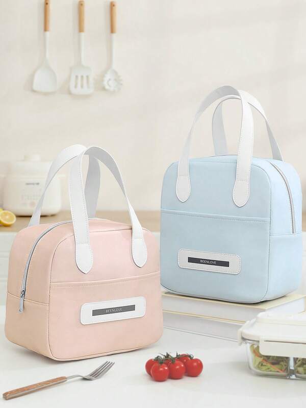 Bolsa de almuerzo portátil de color macaron aislada, bolsa de almuerzo térmica de gran capacidad con asa, bolsa bento reutilizable a prueba de fugas, adecuada para el trabajo, la oficina, la escuela, el picnic y el almacenamiento de alimentos en campamentos, bolsa refrigerante de tono suave y lindo, esencial para el regreso a clases, regalo perfecto de almacenamiento de almuerzo para mujeres